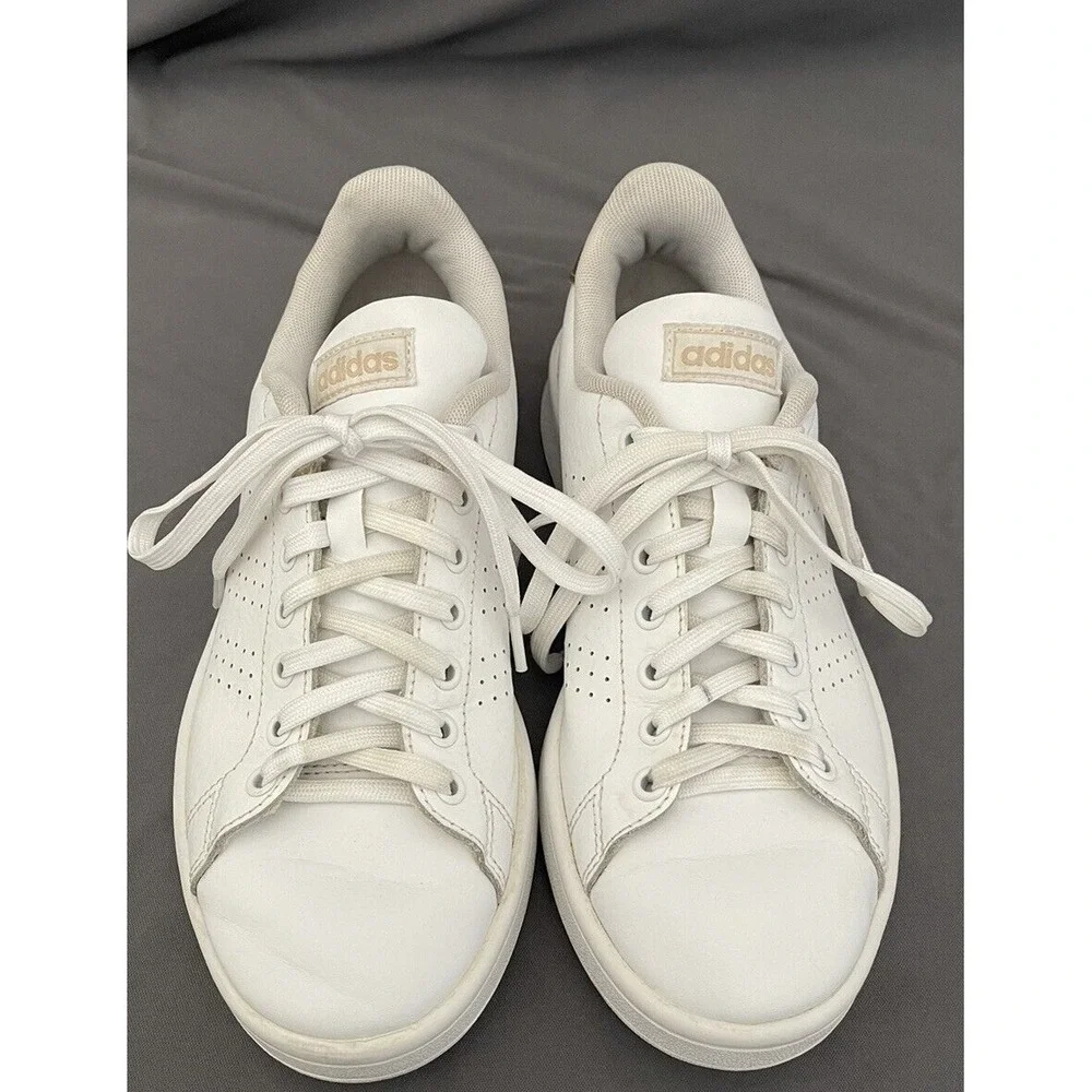 Adidas Womens 6.5 Cloudfoam‎ Advantage Sneakers Shoes White F36223 LowTop LaceUp